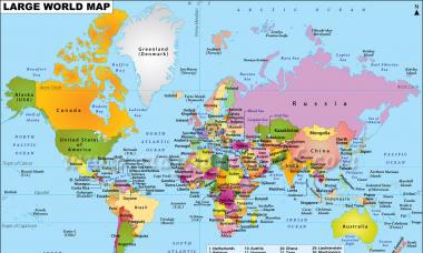 Крупная карта мира со странами на весь экран Где на политической карте